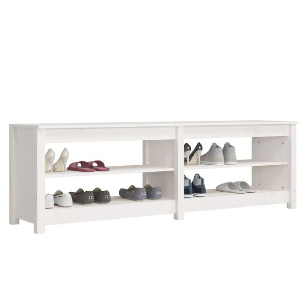 vidaXL Παπουτσοθήκη Λευκή 160 x 36,5 x 50 εκ. από Μασίφ Ξύλο Πεύκου