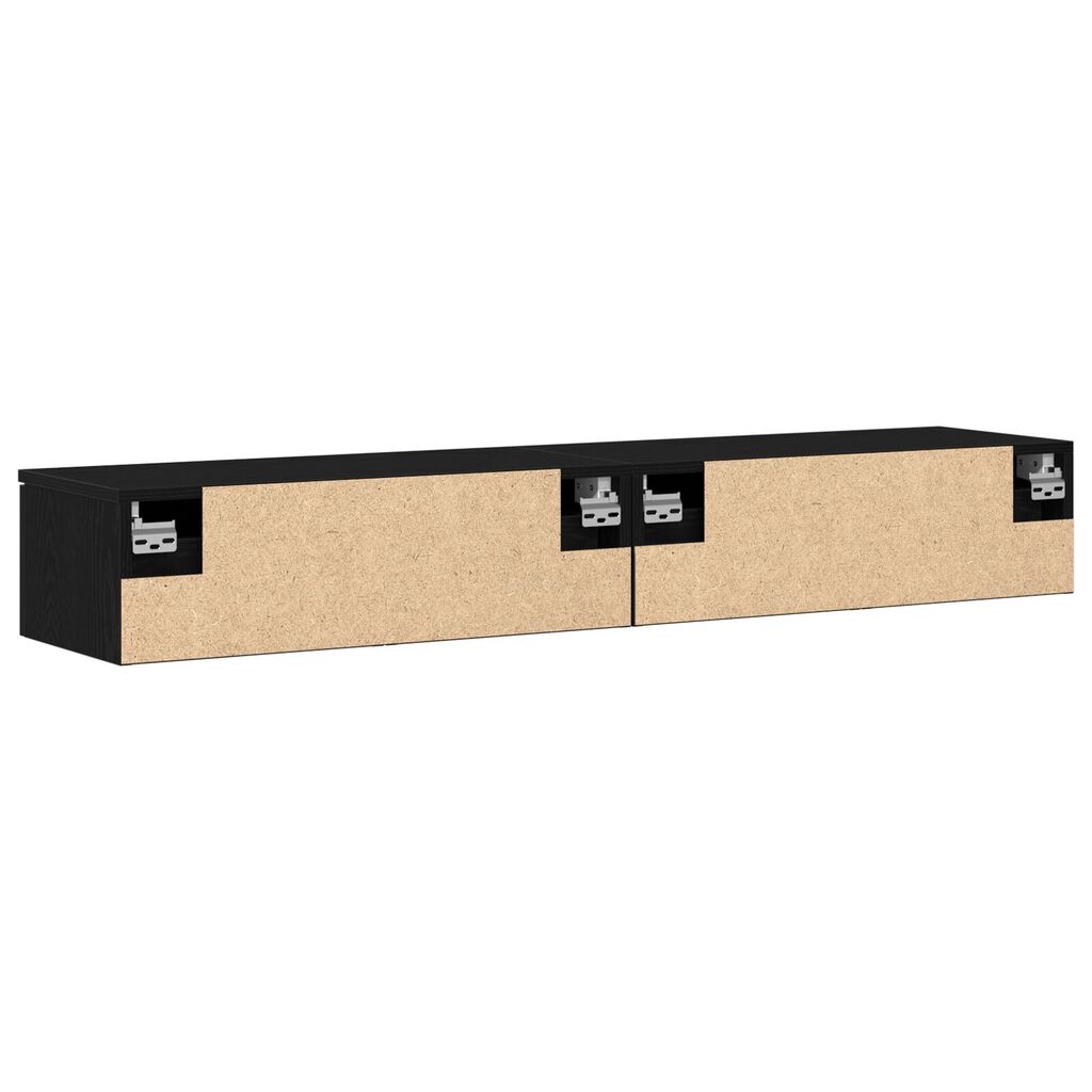 vidaXL Ντουλάπια Τοίχου 2 τεμ Μαύρη Βελανιδιά 68x30x20 εκ Επεξεργασμένο Ξύλο