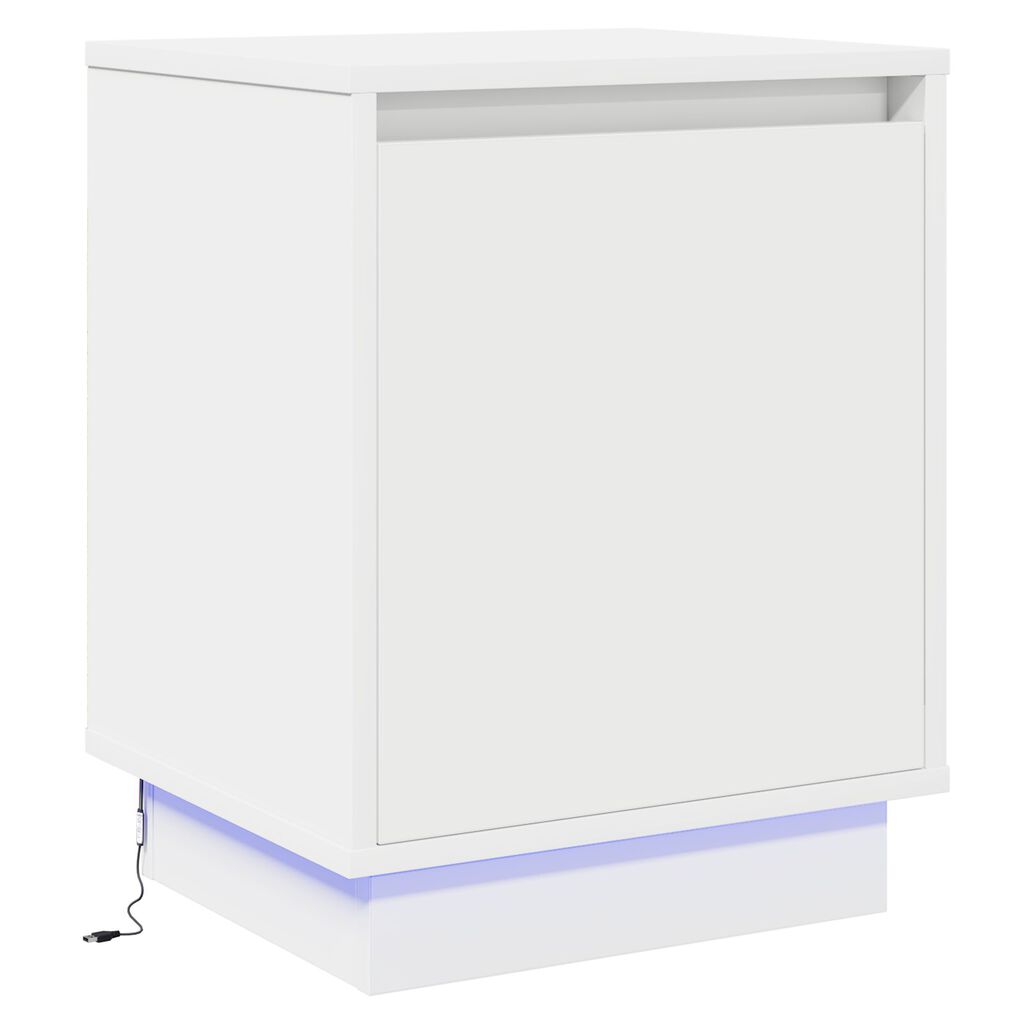 vidaXL Κομοδίνο με LED Φώτα Λευκό 39x34,5x50 εκ.