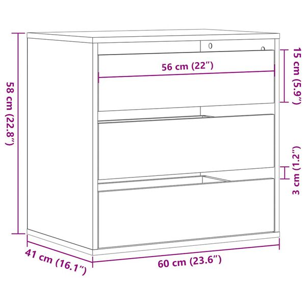 vidaXL Συρταριέρα Γωνιακή Μαύρη 60x41x58 εκ. από Επεξεργασμένο Ξύλο