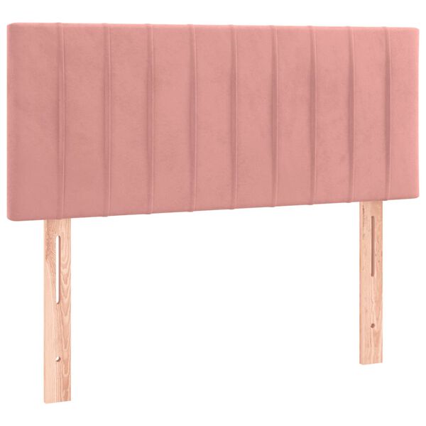 vidaXL Κρεβάτι Boxspring με Στρώμα & LED Ροζ 120x200 εκ. Βελούδινο