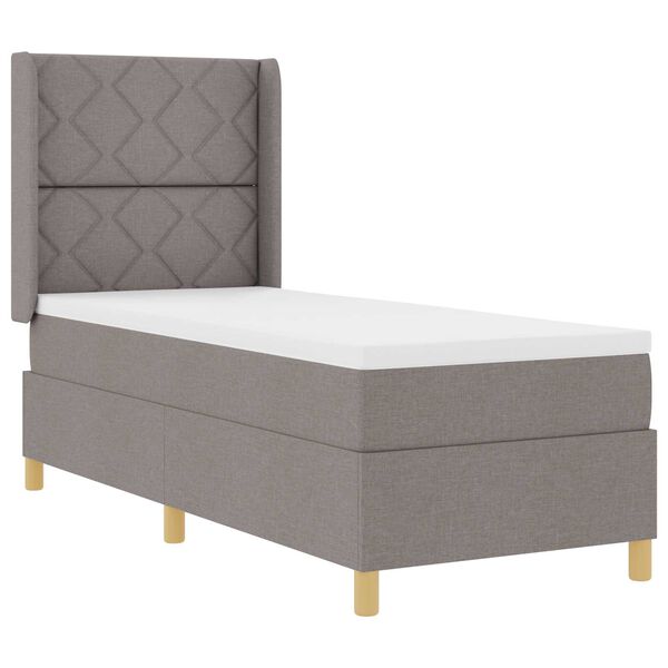 κρεβάτι Box Spring με στρώμα & LED taupe 80x200 εκ. ύφασμα