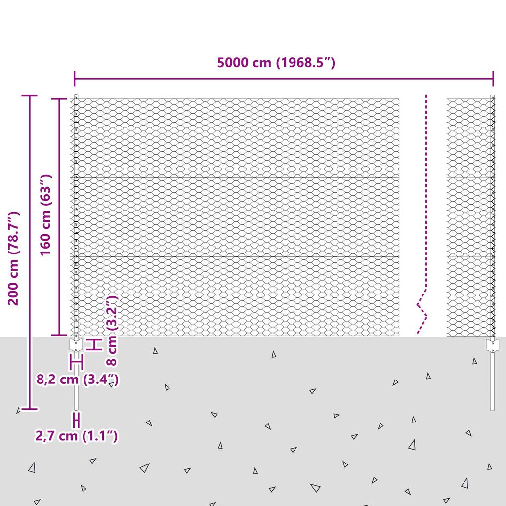 22 τεμάχια Φράχτη U-Channel Γκρι 160 εκ Χάλυβα