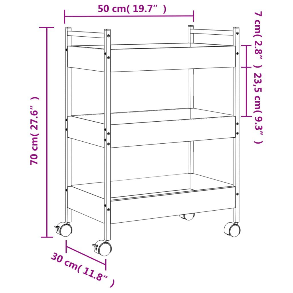 vidaXL Τρόλεϊ Κουζίνας Sonoma Γκρι 50x30x70 εκ. από Επεξεργασμένο Ξύλο
