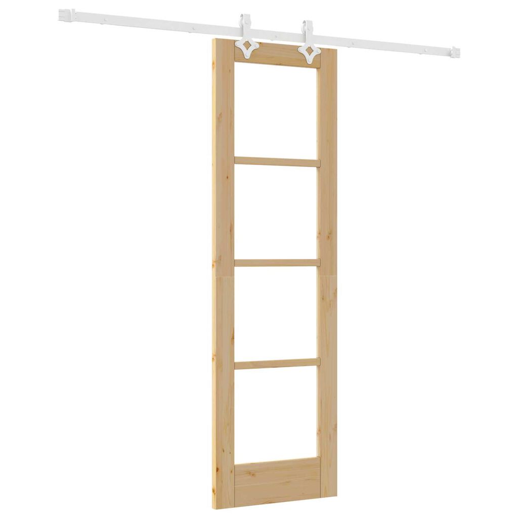 Σετ Συρόμενης Πόρτας vidaXL με Hardware 61x198.5 εκ. Στερεό Ξύλο Πεύκο