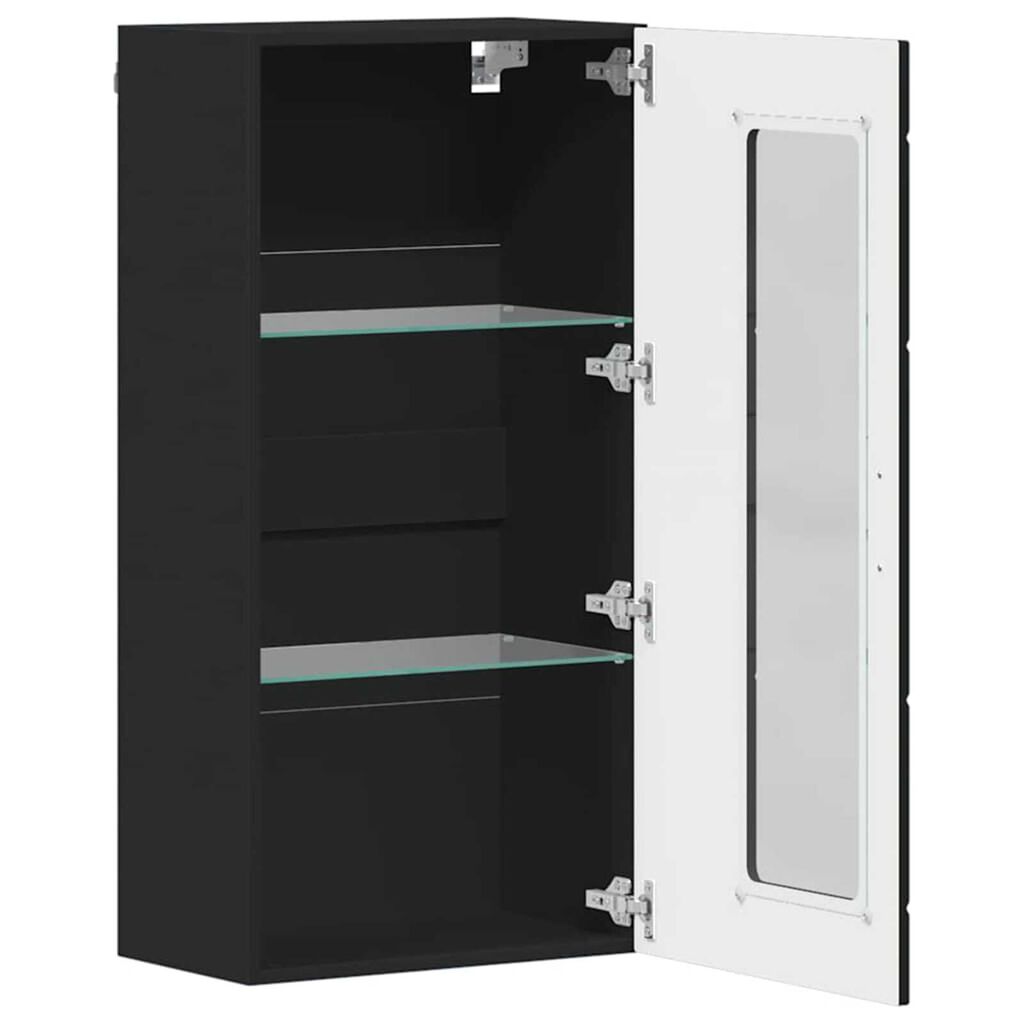 vidaXL Ντουλάπα τοίχου Μαύρο 55 x 29 x 100 εκ Επεξεργασμένο ξύλο