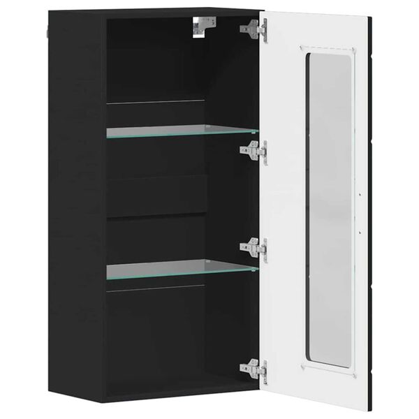 vidaXL Ντουλάπα τοίχου Μαύρο 55 x 29 x 100 εκ Επεξεργασμένο ξύλο