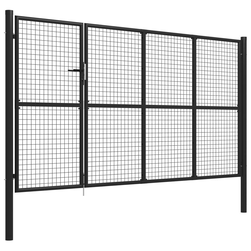 vidaXL Πόρτα Περίφραξης Κήπου Ανθρακί 350 x 150 εκ. Ατσάλινη