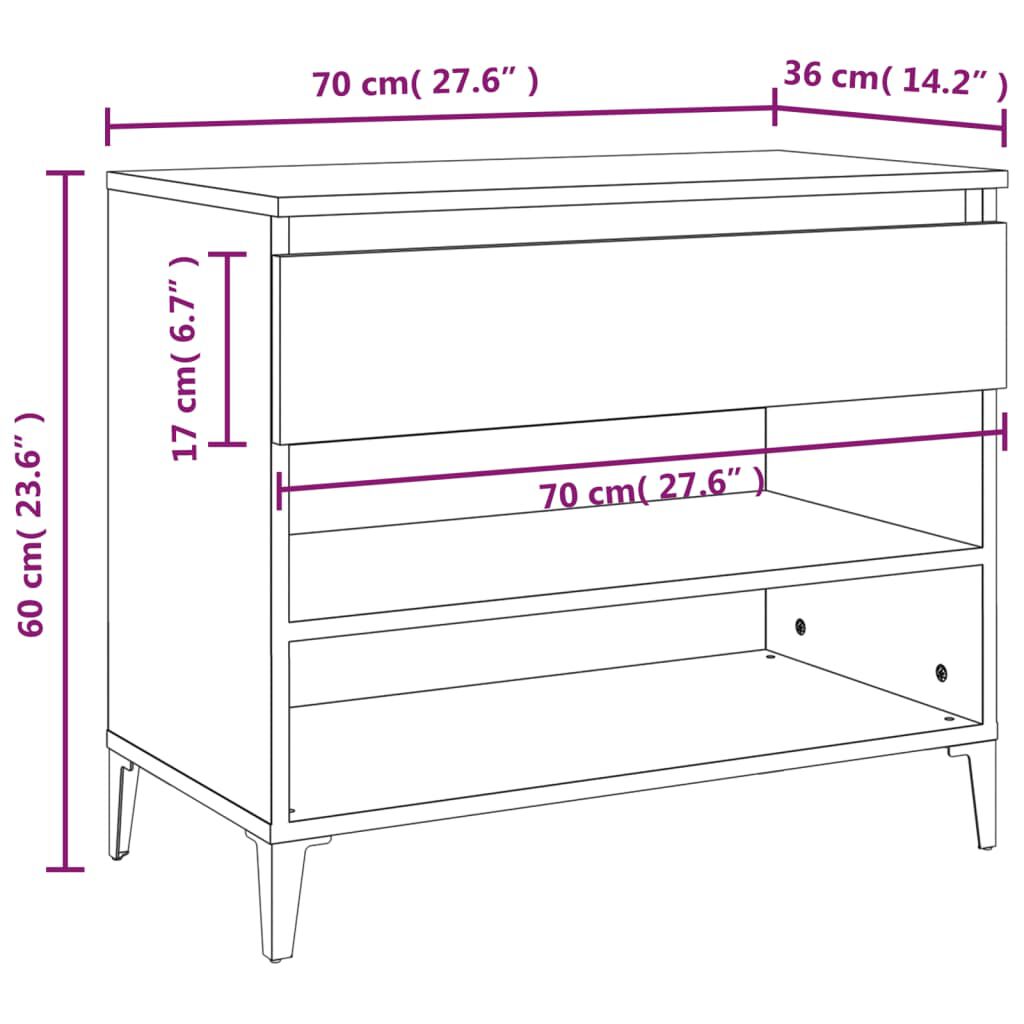 vidaXL Παπουτσοθήκη Γκρι Sonoma 70x36x60 εκ. από Επεξεργασμένο Ξύλο