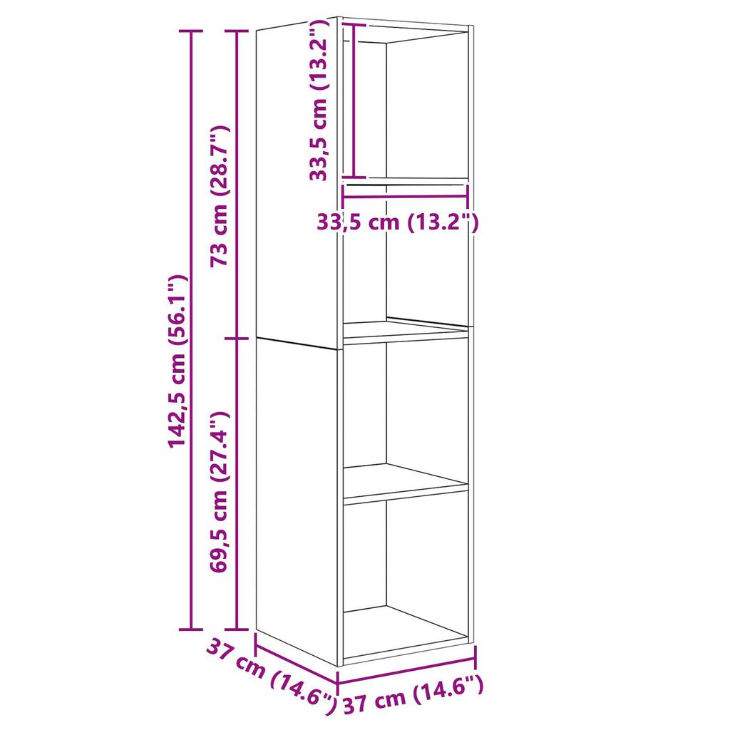 vidaXL Σετ επίπλου τηλεόρασης 4 pcs Παλιό ξύλο 37 x 37 x 142.5 εκ