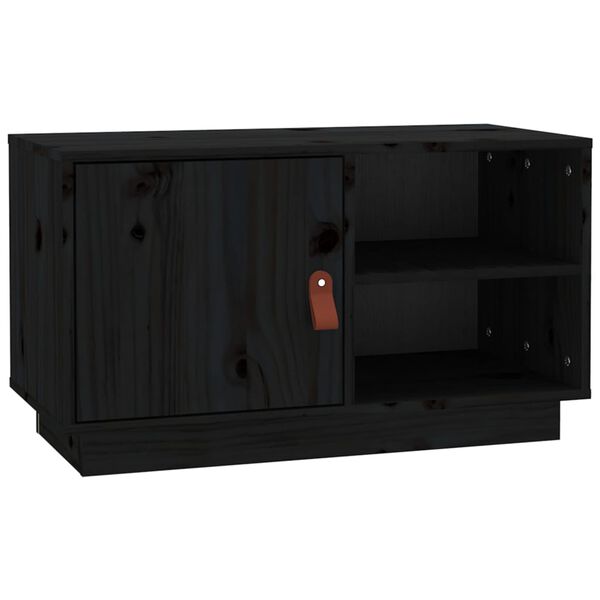 vidaXL Έπιπλο Τηλεόρασης Μαύρο 70 x 34 x 40 εκ. από Μασίφ Ξύλο Πεύκου
