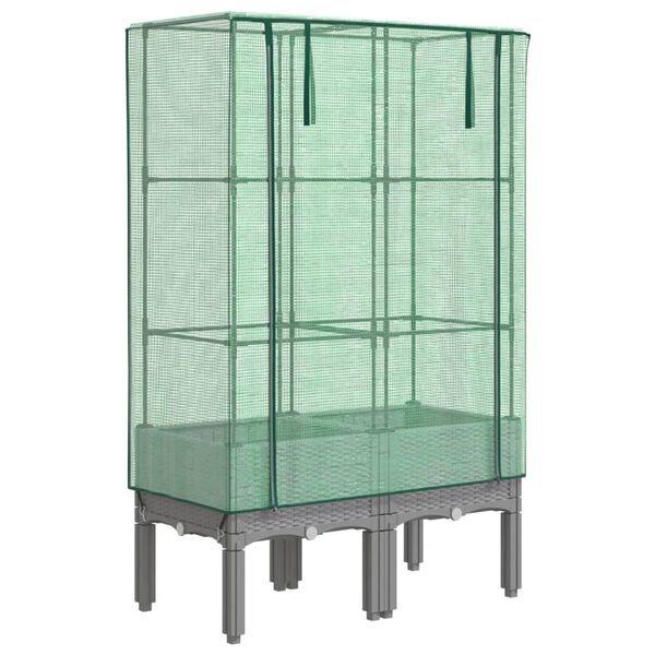 vidaXL Ζαρντινιέρα Υπερυψ. Κάλυμμα Θερμοκηπίου Όψη Ρατάν 80x40x140 εκ.