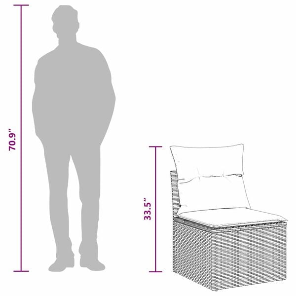 vidaXL Σετ Καναπέ Κήπου με μαξιλάρι 11 pcs Μαύρο 90 x 55 x 71 cm