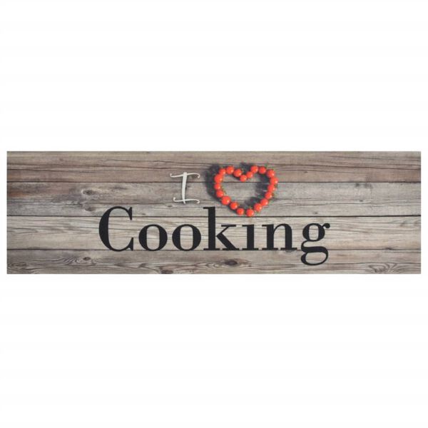 vidaXL Χαλί Κουζίνας Πλενόμενο Επιγρ. Cooking Γκρι 45x150 εκ. Βελούδο
