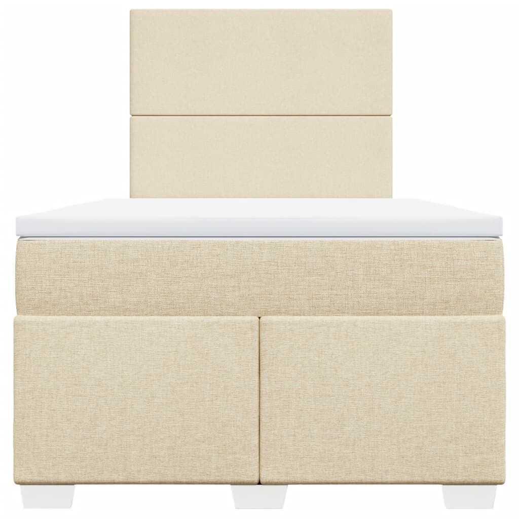 vidaXL Κρεβάτι Boxspring με Στρώμα Κρεμ 120x200 εκ. Υφασμάτινο