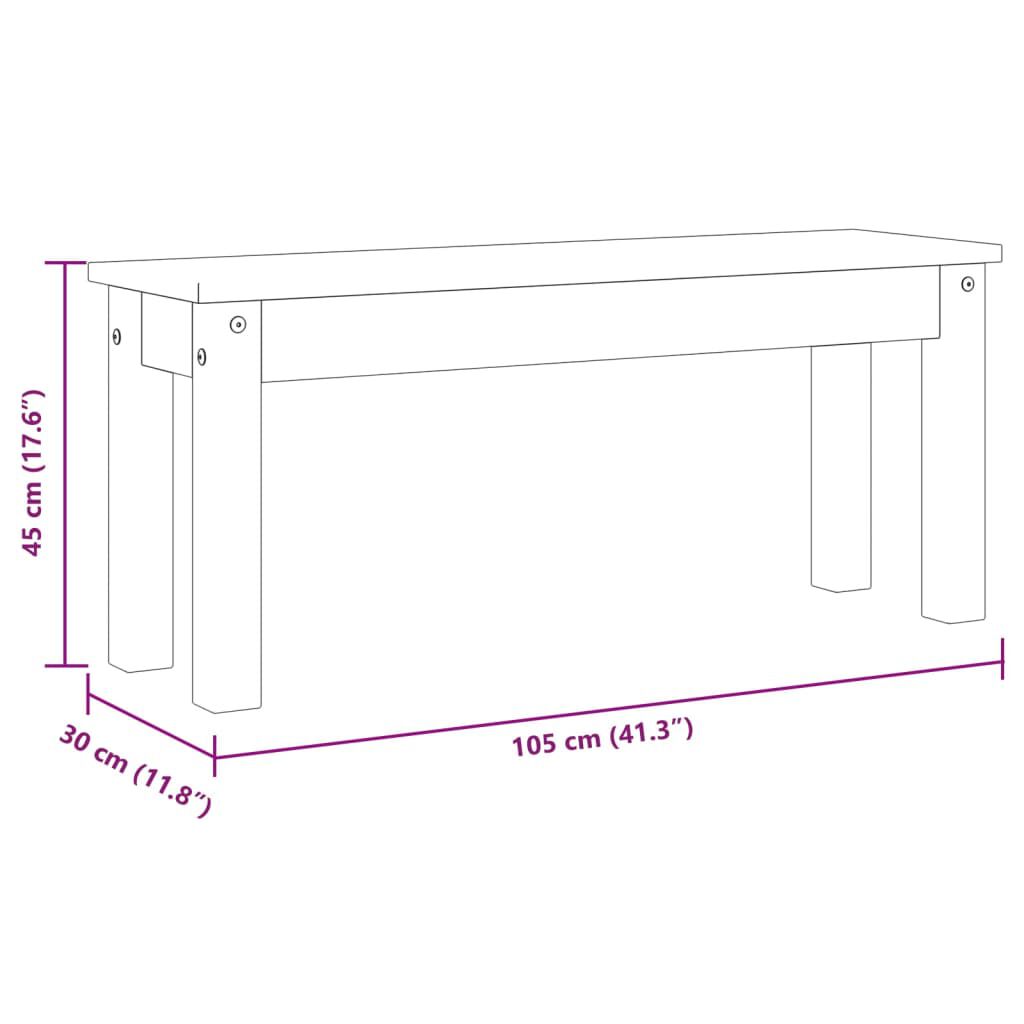 vidaXL Πάγκος Τραπεζαρίας Panama 105x30x45 εκ. από Μασίφ Ξύλο Πεύκου