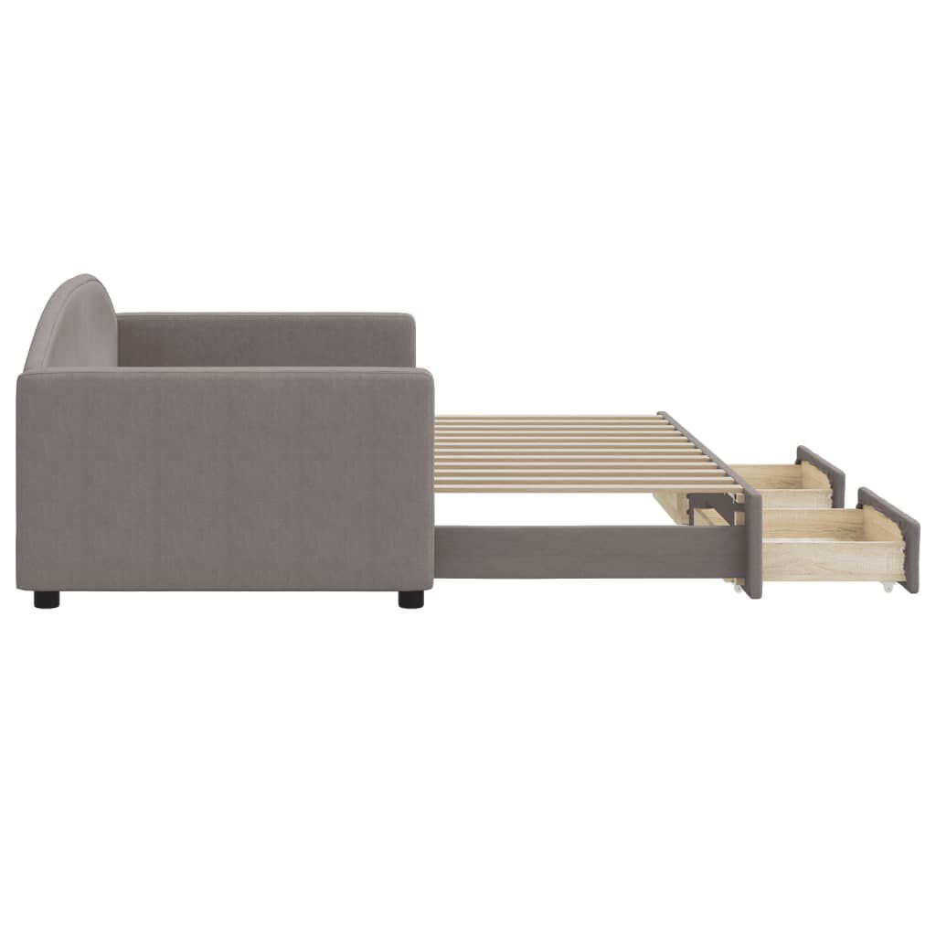 vidaXL Καναπές Κρεβάτι Συρόμενος Taupe 90x200 εκ. Ύφασμα & Συρτάρια