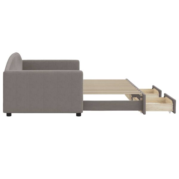 vidaXL Καναπές Κρεβάτι Συρόμενος Taupe 90x200 εκ. Ύφασμα & Συρτάρια