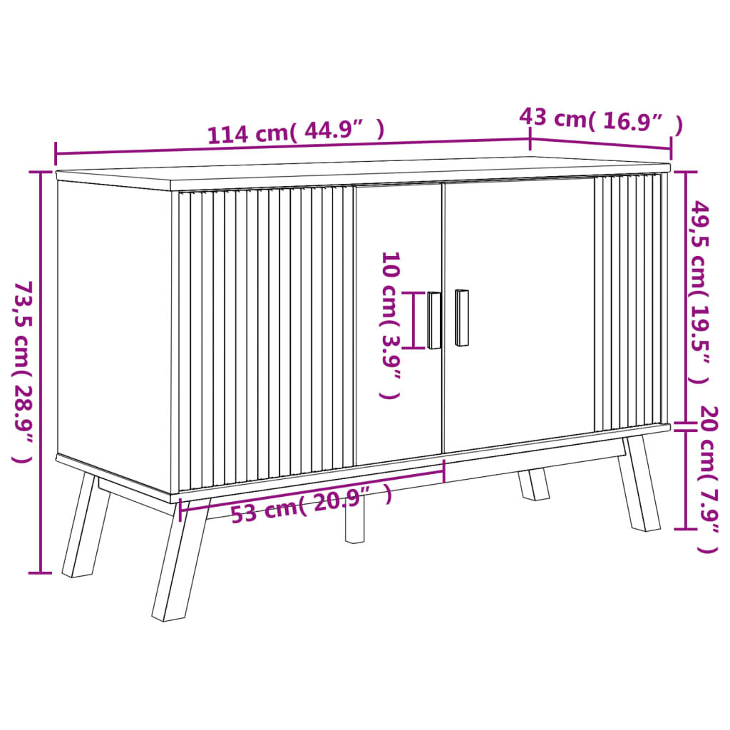 vidaXL Μπουφές OLDEN Καφέ 114 x 43 x 73,5 εκ. από Μασίφ Ξύλο Πεύκου