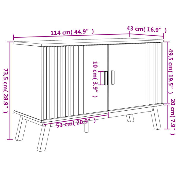 vidaXL Μπουφές OLDEN Καφέ 114 x 43 x 73,5 εκ. από Μασίφ Ξύλο Πεύκου