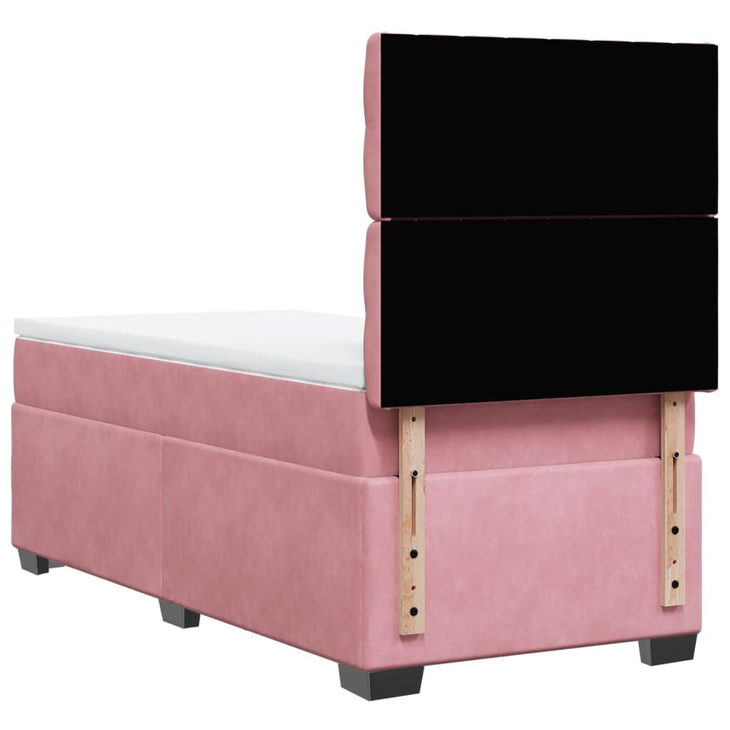vidaXL Κρεβάτι Boxspring με Στρώμα Ροζ 100x200 εκ. Βελούδινο