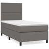 vidaXL Κρεβάτι Boxspring με Στρώμα Γκρι 80 x 200 εκ. Συνθετικό Δέρμα