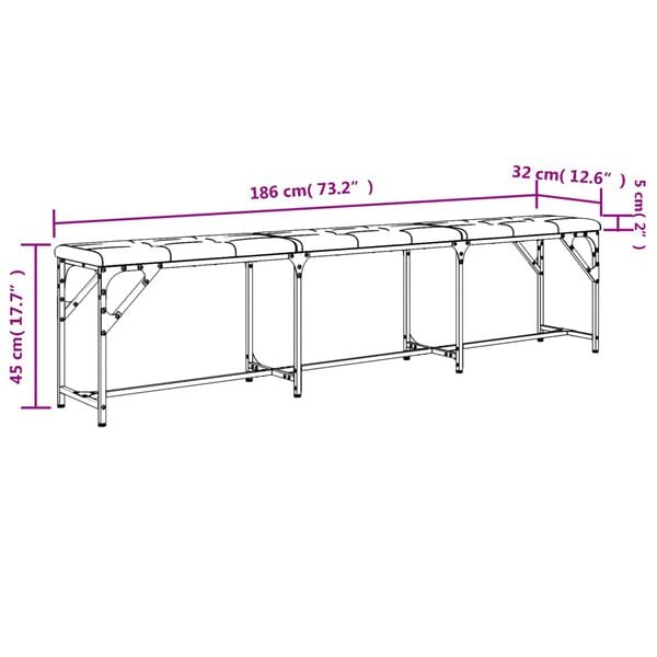 vidaXL Πάγκος Τραπεζαρίας Μαύρος 186x32x45 εκ. Ατσάλι/Συνθετικό Δέρμα