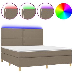 vidaXL &Kappa;&rho;&epsilon;&beta;ά&tau;&iota; Boxspring &mu;&epsilon; &Sigma;&tau;&rho;ώ&mu;&alpha; & LED Taupe 180x200 &epsilon;&kappa;. &Upsilon;&phi;&alpha;&sigma;&mu;ά&tau;&iota;&nu;&omicron;