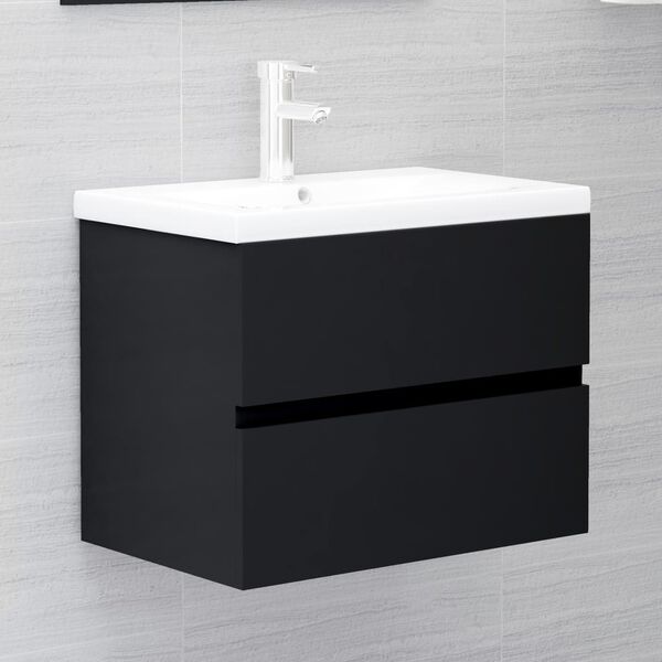 vidaXL Ντουλάπι Νιπτήρα Μαύρο 60x38,5x45 εκ. από Επεξεργασμένο Ξύλο