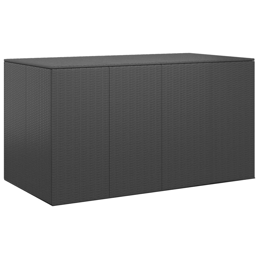 vidaXL Κουτί Μαξιλαριού Κήπου Μαύρο 194x100x103 εκ. Ρατάν Πολυαιθ.