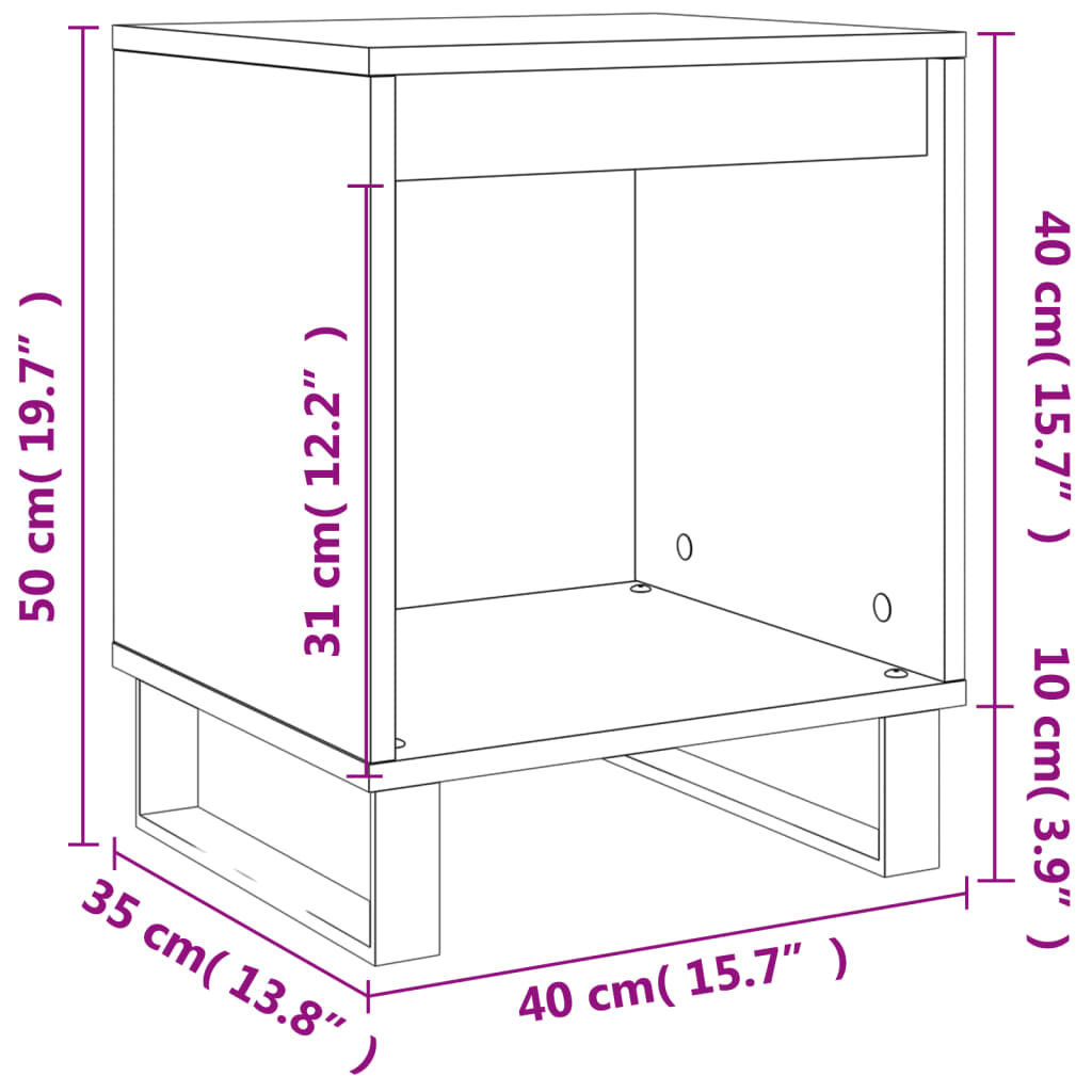 vidaXL Κομοδίνο Γκρι Σκυροδέματος 40 x 35 x 50 εκ. από Επεξεργ. Ξύλο