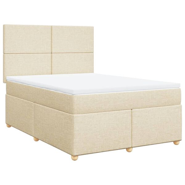 vidaXL &Kappa;&rho;&epsilon;&beta;ά&tau;&iota; Boxspring &mu;&epsilon; &Sigma;&tau;&rho;ώ&mu;&alpha; &Kappa;&rho;&epsilon;&mu; 140x190 &epsilon;&kappa;. &Upsilon;&phi;&alpha;&sigma;&mu;ά&tau;&iota;&nu;&omicron;