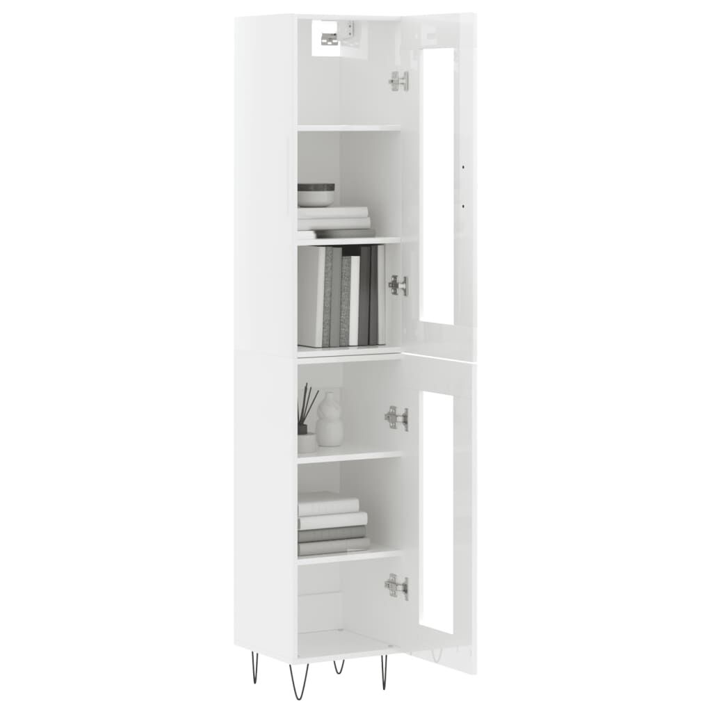 vidaXL Ντουλάπι Γυαλ. Λευκό 34,5 x 34 x 180 εκ. από Επεξεργασμένο Ξύλο