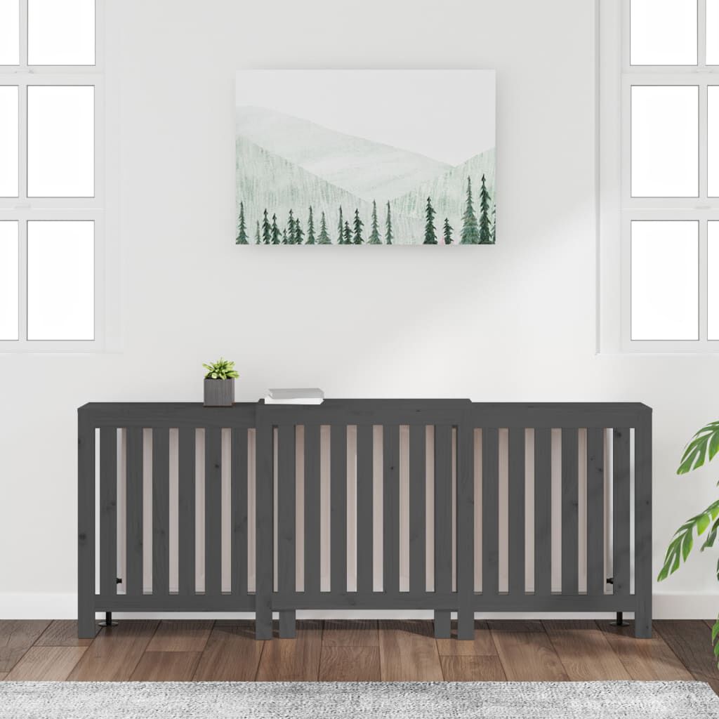 vidaXL Κάλυμμα Καλοριφέρ Γκρι 210x21x85 εκ. από Μασίφ Ξύλο Πεύκου