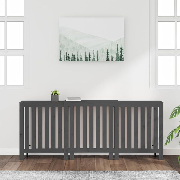vidaXL Κάλυμμα Καλοριφέρ Γκρι 210x21x85 εκ. από Μασίφ Ξύλο Πεύκου