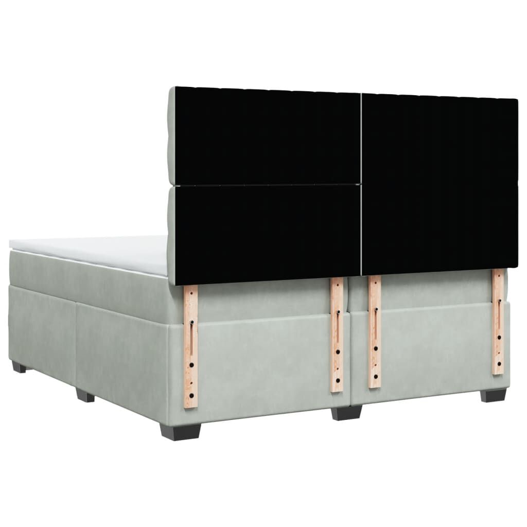 vidaXL Κρεβάτι Boxspring με Στρώμα Ανοιχτό Γκρι 200x200 εκ. Βελούδινο