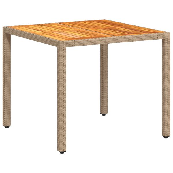 vidaXL Τραπέζι Κήπου Μπεζ 90x90x75 εκ. Συνθετικό Ρατάν / Ξύλο Ακακίας