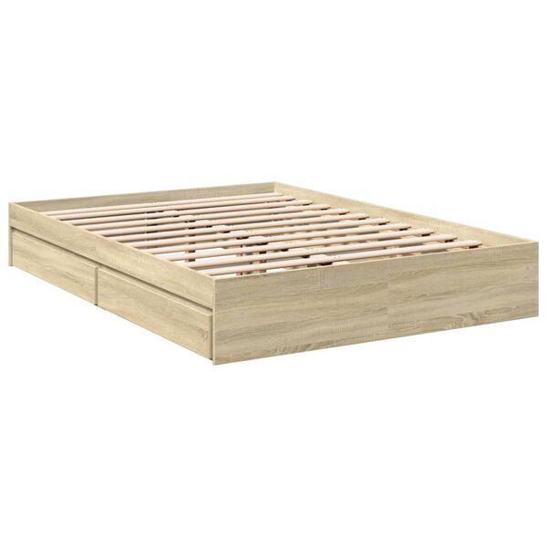 vidaXL Πλαίσιο Κρεβατιού με συρτάρια Sonoma Δρυς 120x190εκ. Επεξ. Ξύλο