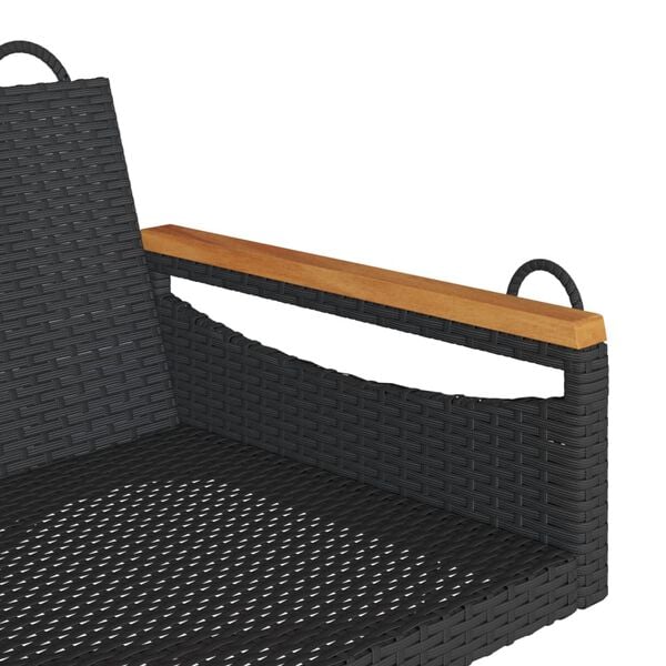 vidaXL Παγκάκι Κούνια Μαύρο 109 x 62 x 40 εκ. από Συνθετικό Ρατάν
