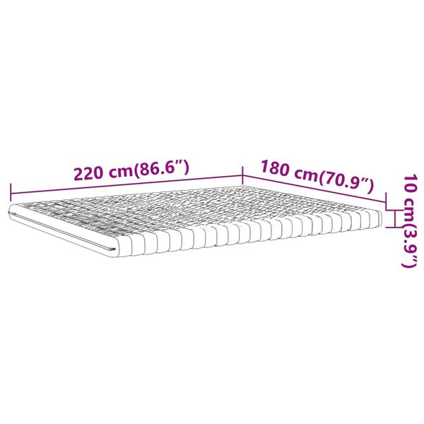 vidaXL Στρώμα Αφρού 7 Ζωνών Σκληρότητα 20 ILD Λευκό 180x220 εκ.