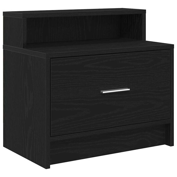 vidaXL Κομοδίνο με συρτάρι Μαύρη βελανιδιά 51x31x47 cm