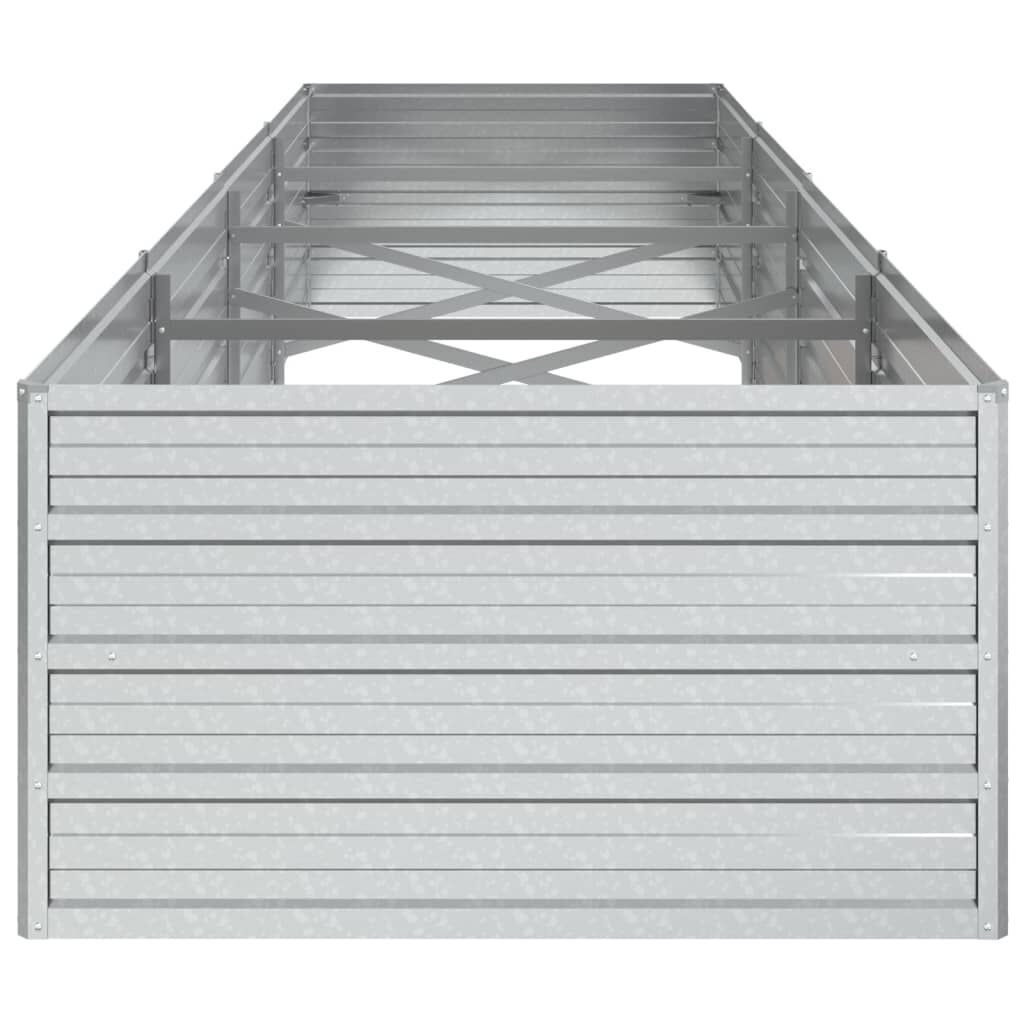vidaXL Ζαρντινιέρα Υπερυψωμένη Ασημί 320x80x45 εκ. Γαλβανισμ. Χάλυβας
