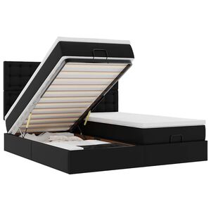 vidaXL Οθωμανικό κρεβάτι με στρώματα Μαύρο 180x200cm Faux Leather