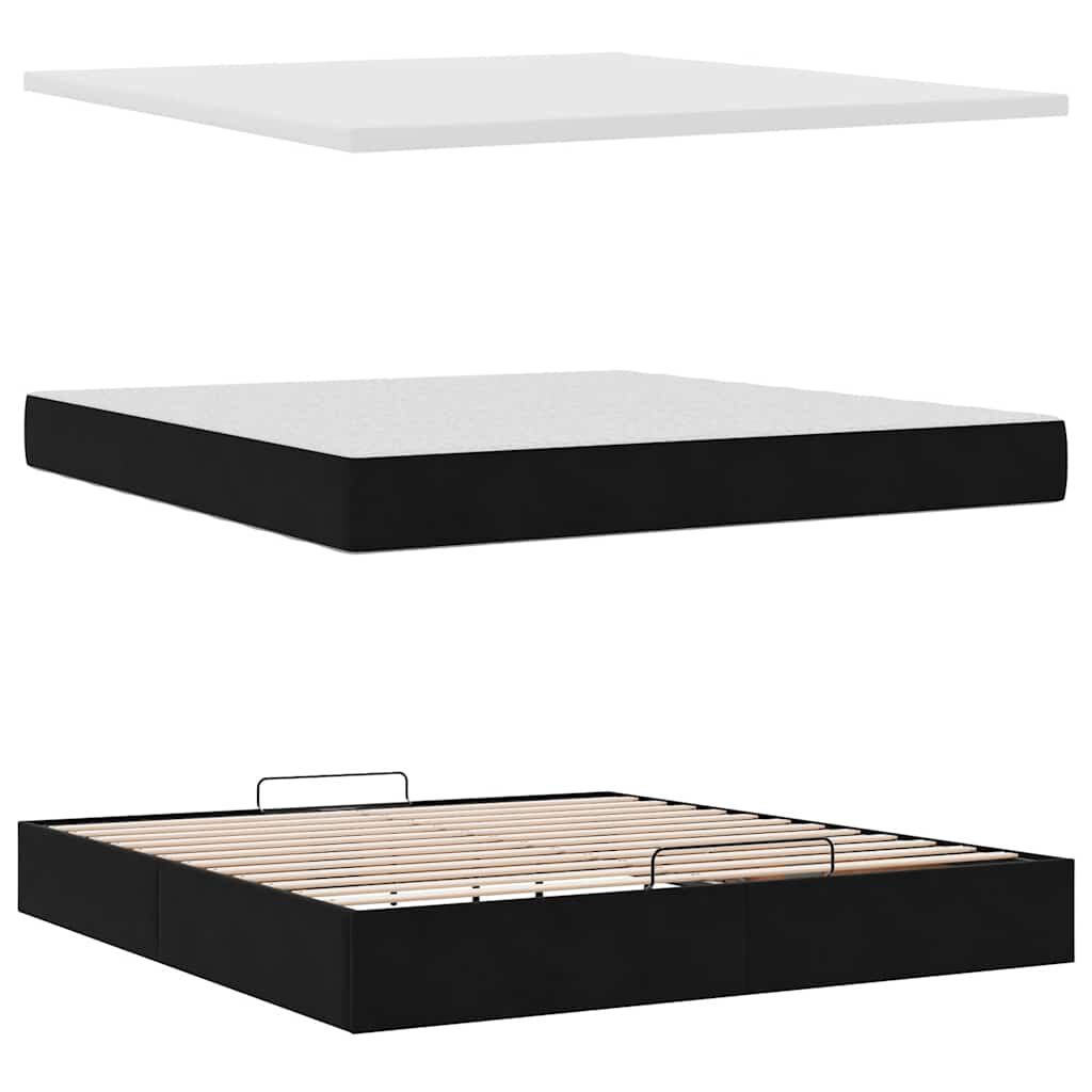 vidaXL Οθωμανικό κρεβάτι με στρώμα Μαύρο 160x200cm Velvet