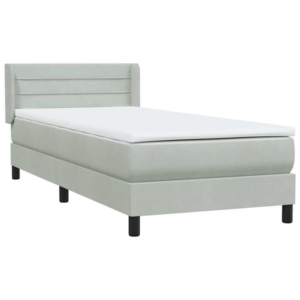 vidaXL Box Spring κρεβάτι με στρώμα ανοιχτό γκρι 100x220 εκ. Βελούδινο