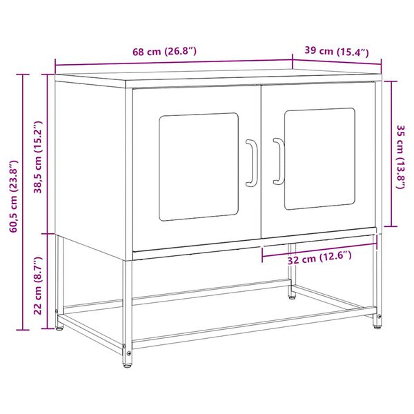 ντουλάπι τηλεόρασης vidaXL Ανθρακί 68x39x60,5 cm Ατσάλι ψυχρής έλασης