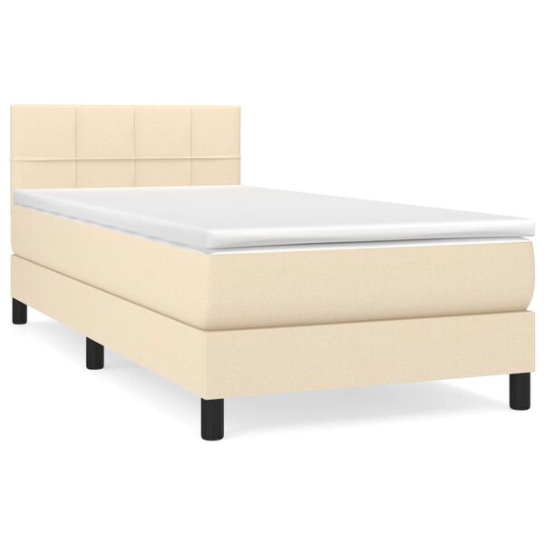 vidaXL &Kappa;&rho;&epsilon;&beta;ά&tau;&iota; Boxspring &mu;&epsilon; &Sigma;&tau;&rho;ώ&mu;&alpha; &Kappa;&rho;&epsilon;&mu; 90x190 &epsilon;&kappa;.&Upsilon;&phi;&alpha;&sigma;&mu;ά&tau;&iota;&nu;&omicron;