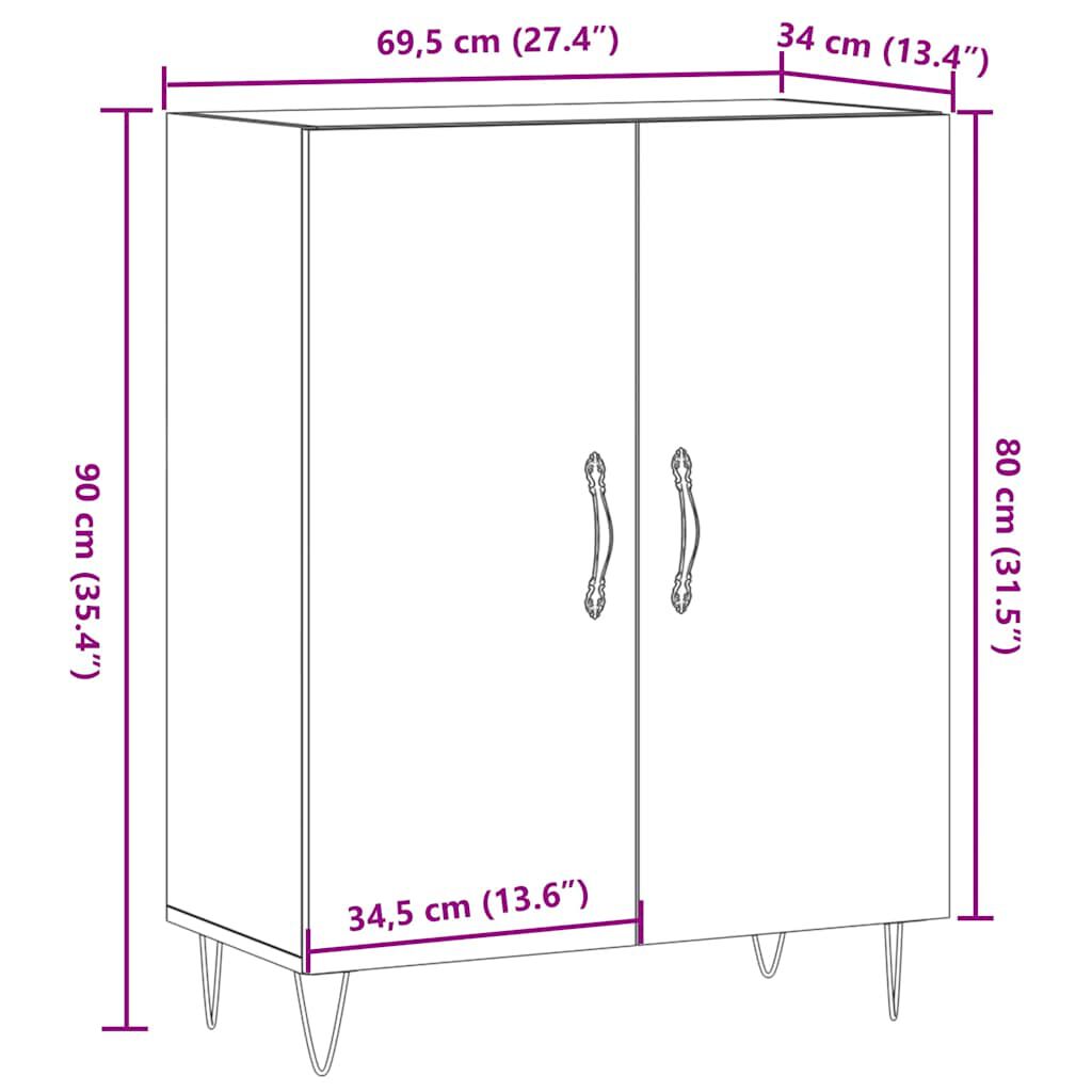 vidaXL Συρταριέρα Παλιό Ξύλο 69,5 x 34 x 90 εκ. από Επεξεργασμένο Ξύλο
