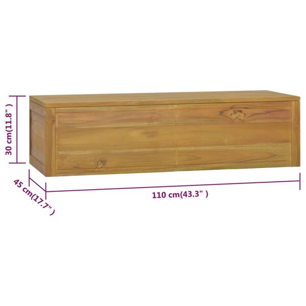 vidaXL Έπιπλο Μπάνιου Επιτοίχιο 110x45x30 εκ. από Μασίφ Ξύλο Teak