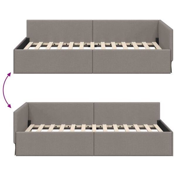 vidaXL Κρεβάτι Γωνίας Taupe 80 x 200 cm Ύφασμα και Έργο ξύλου